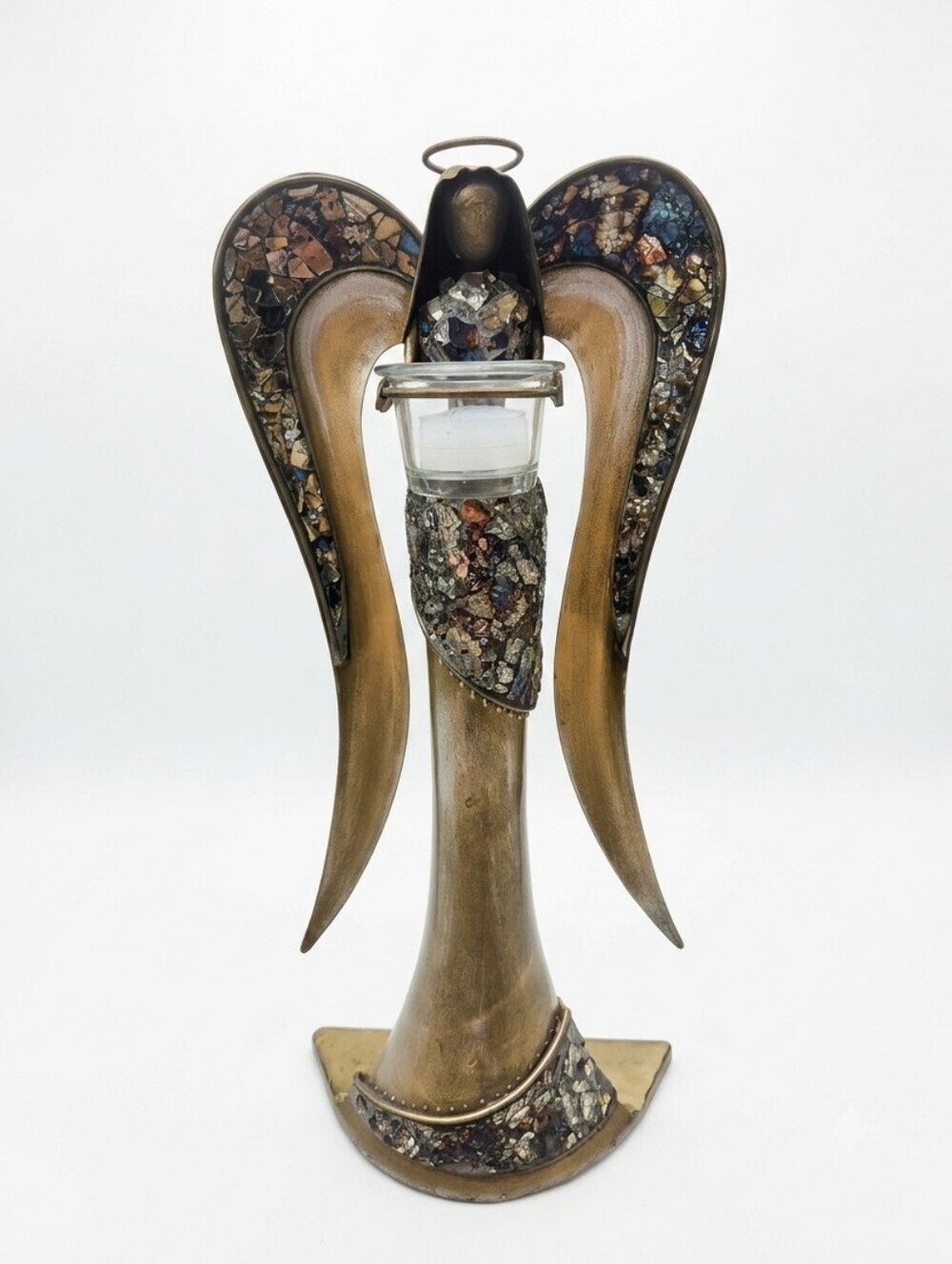 Vintage Pier 1 Imports Mosaic Angel Candle Holder – 19" Metal Votive Decor